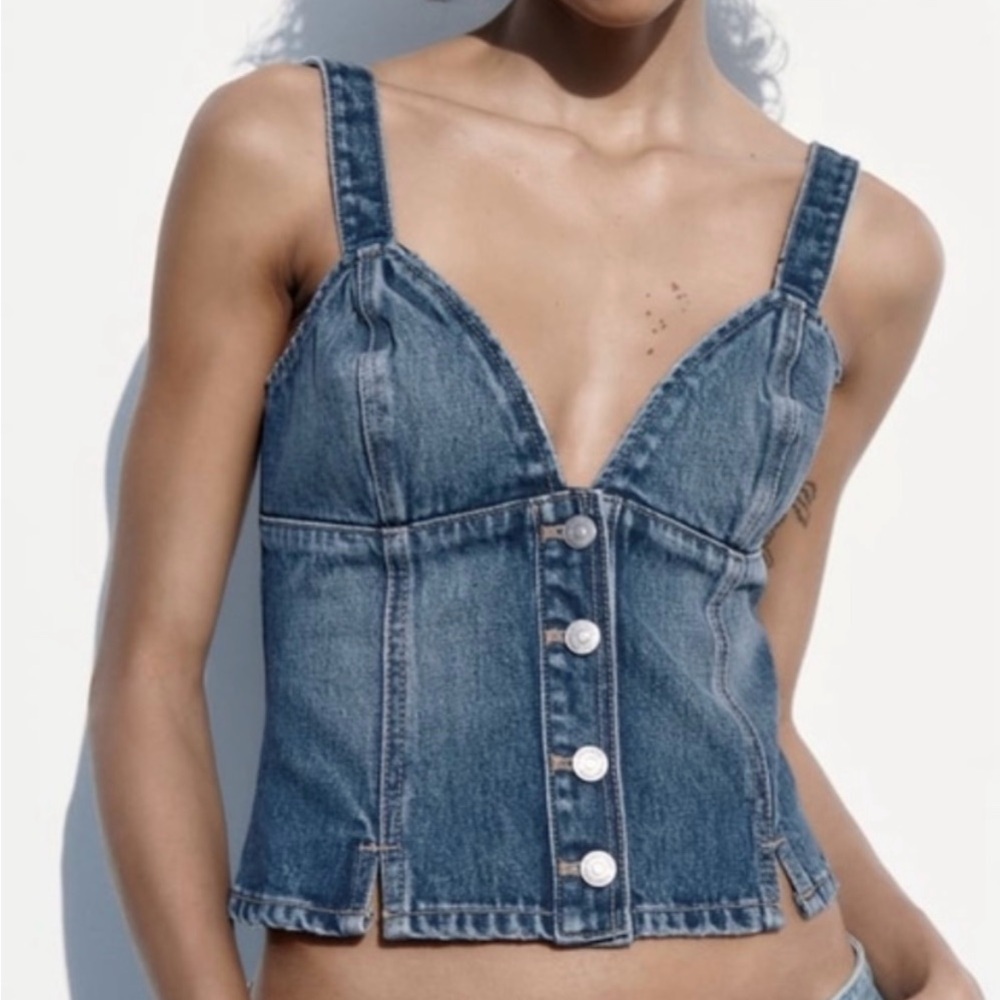Zara Blue Denim Tank Top